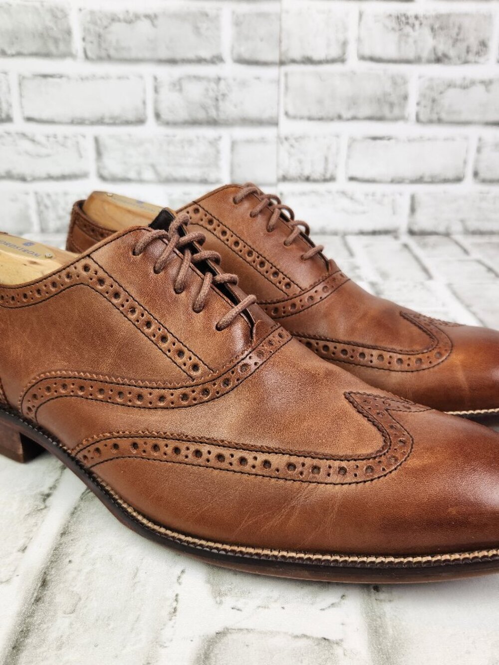 Cole Haan Williams Wingtip Men's Sz 9.5 M British Tan Leather Oxford Dress Shoes